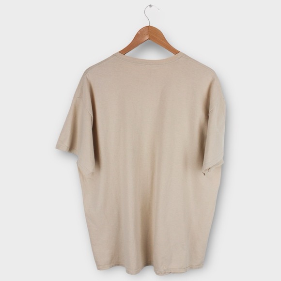 Vintage Big Lebowski Vitruvian Dude T-Shirt XL Gildan Cotton Beige Movie Tee - Picture 5 of 5